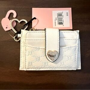 Juicy Couture NWT That Bling White Card Holder with Heart Rhinestone Detail